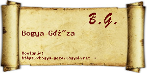 Bogya Géza névjegykártya